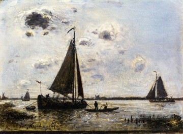  Navire Art - Près de Dordrecht navire paysage marin Johan Barthold Jongkind